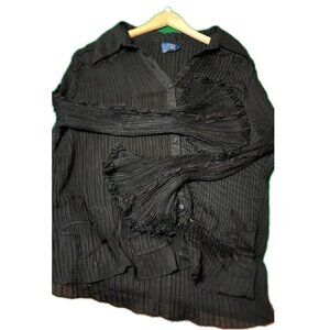 Black sheer button up Shirt Longsleeve Whimsigoth Flowy Ruffled Witchy Cosplay